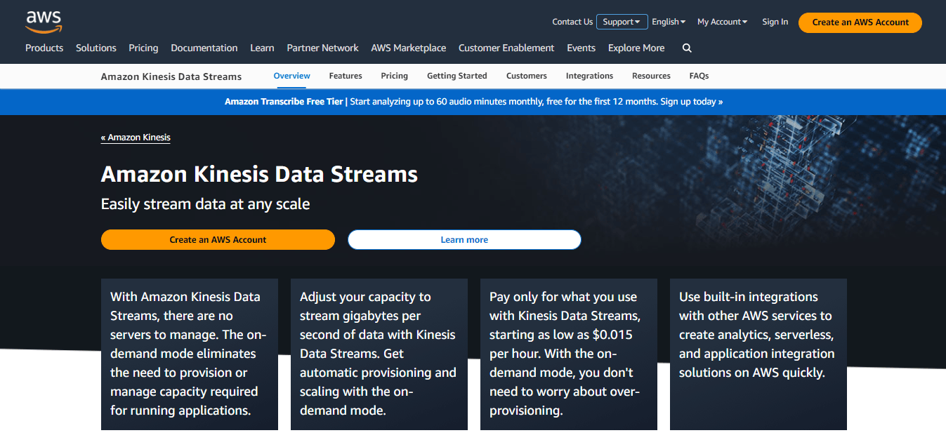 Streaming Data Processing - Amazon Kinesis Data Streams