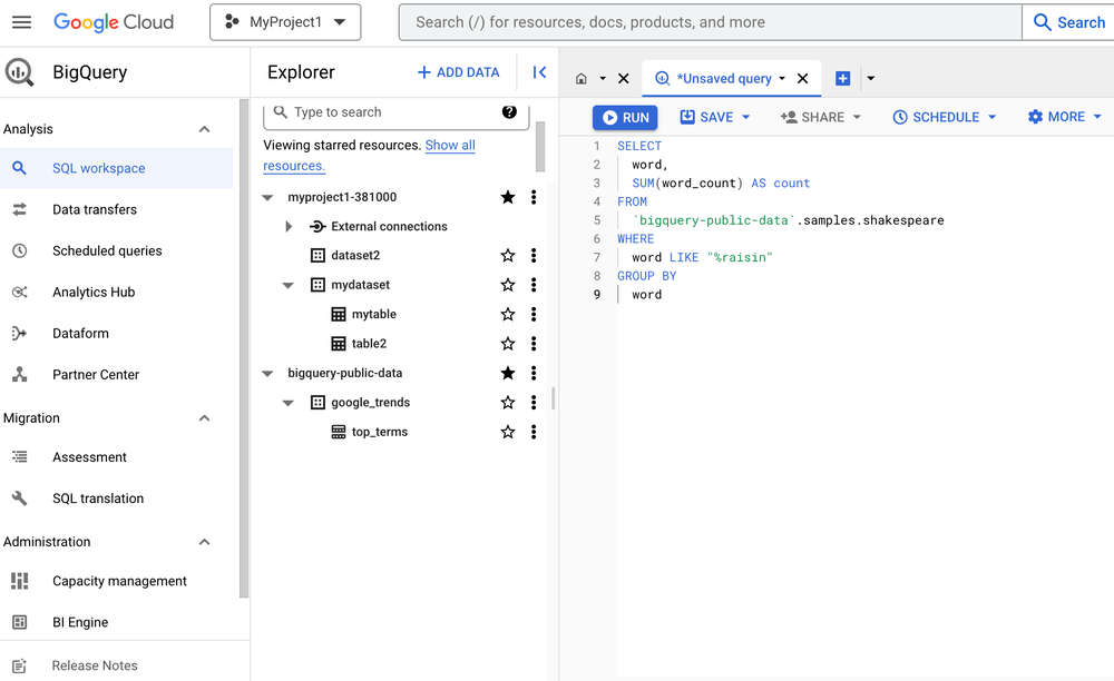 BigQuery to Google sheets - BigQuery