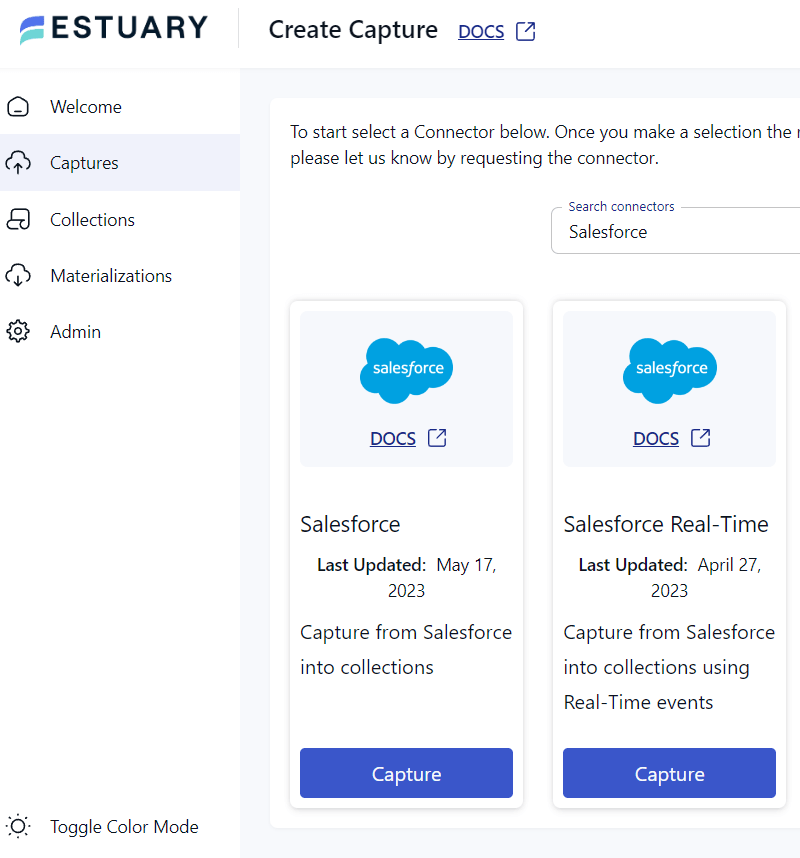 salesforce to redshift - Estuary Step 1.4