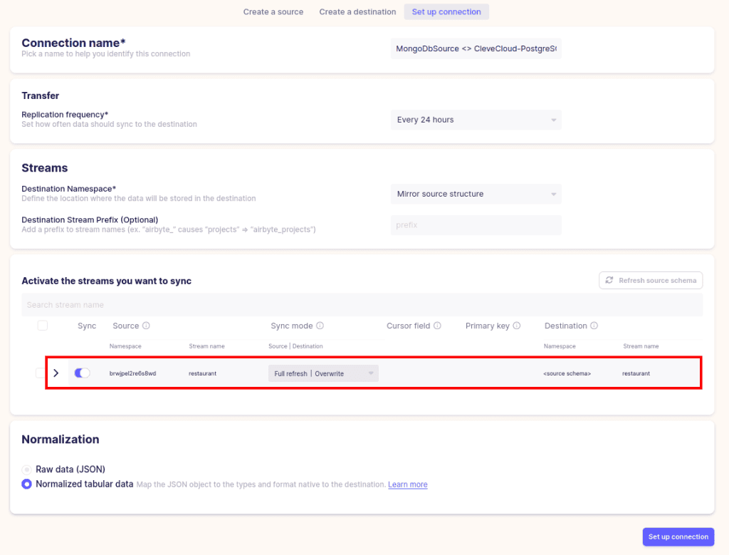 Mongodb to Postgresql - Set Up Connection - Choose New Connection