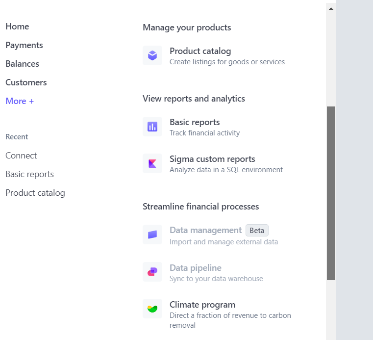 stripe to snowflake - Stripe UI