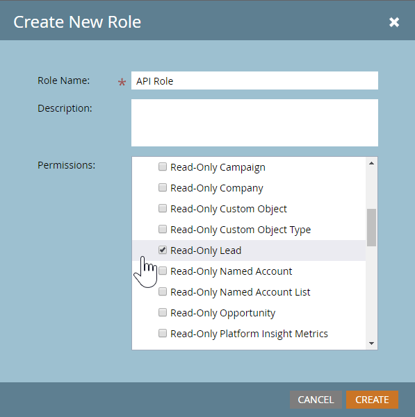 Marketo create user role_step 3