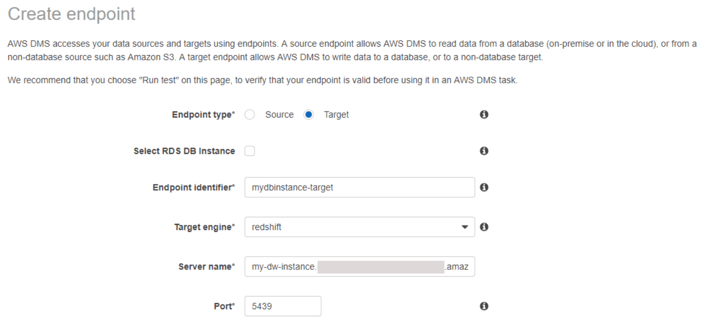 Aurora to Redshift - AWS DMS 